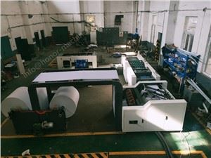 Línea de productos de embalaje y corte de carrete de papel de copia de cuchillo rotativo doble